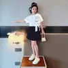 Clothing Sets Summer Casual Baby Girl Clothes 2Pcs Set Short Sleeve Cartoon T-Shirt Skirt For Outfits 5 7 9 11 13 Year