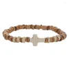 Strand Men Bransoletka Kamienny Krzyż Braslet dla Hombre Natural Coconut Shell Braclet Homme Brazalete Pulseira