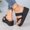 Slippers Crystal Wedges Women Bow Shoes Clip Toe Casual Sandals 2024 Summer Fashion Beach Dress Cozy Flip Flops Mujer Slides