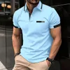 Yaz düz renkli erkek polo gömlek yüksek kaliteli boyun kısa kollu rahat nefes alabilen cilt bakım moda 240409