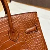 Pure Making Luxury Femme's Tote Sac Alligator 30cm Real Crocodile Skin Top Custom Top Designer Marque de luxe Bag Femme BK30