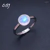 Clusterringe natürlicher blauer Mondstein Ring 925 Sterling Silber Edelstein Runde 8mm für Frauen Frau Geburtstagsfeier Trendy Schmuck Geschenk