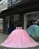 Jolie princesse rose quinceanera robes de bal robe de bal à l'épaule paillettes paillettes vestido de quinceanera applications en dentelle 15 robe mascarade