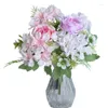装飾的な花5ヘッドペノ人工花の花嫁ウェディング装飾ブーケシルクホームテーブル装飾偽のバレンタインデーギフト