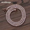 BC108 3mm 4 Prong Tennis Chain 16 18 Rose Gold Color Brass White CZ Halsband för män och kvinnor