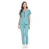 YL040 Kvinnor Grey's Anatomy Hospital Female Scrubs Suits Dental Suit Blue Short Sleeved Nurse Working Uniforms Solid Color Pet Veterinary