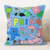 Pillow American Style Fun Graffiti Throw Modern Simple Decoration Smooth Silk Square Cover Home