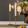 Kerzenhalter Set von 2 bwrmhme moderne Metall Gold Candlestick Hochzeit Dekoration Dünne, verjüngte Halter Wohnkultur