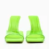 Tofflor sommarhög klackar transparent pvc sandaler ljusa färg kvinnor skor fyrkantig sandalias femininas fluorescerande grönt