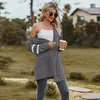 Cashmere knitted sweater long sleeved women's hoodie patchwork long sleeved contrasting cardigan jacket