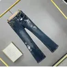 Calça de jeans de jeans bootcut calças 2024 Autumn High Caist Slim Elastic Skinny Bordery Rhinestone Jean