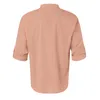 Erkekler Sıradan Gömlek Yaz Gevşek Stand Yakası Düğmesi Gömlek Düz Renk Uzun Kollu Kısa Pocket Zarif Adam Giysileri Kimya Kimya Homme
