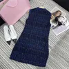 Basic & Casual Dresses Designer 2024 Spring Elegant and Elegant Style Bow Tie Thick Tweed Tank Top Dress for Women REIM