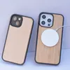 Promotional Real Wooden Bamboo Phone Case Wood Magnetic Mobile Cellphone Cover Shockproof Cases For Magsafe Covers For Iphone 11 12 mini 13 14 plus 15 pro max