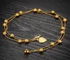 Lucky 18k Yellow Gold Filled Double Peads Chain Anklets smycken Women Gift232L5349723