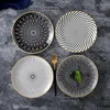 Plates 8/10 Inch Nordic Style Geometric Pattern Round Ceramic Plate Home Kitchen Supplies Restaurant Bone China Western Salad Dish