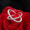 Pierścienie klastra 925 srebrny kryształowy cyrkon dla kobiet biżuteria ślubna regulowana zabytkowa pierścień palca