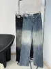 Kvinnors byxor gradient tvätt twist midja jeans gör gammal process lägg till diamant full stjärna