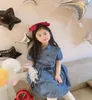 Fashion Girls Denim robe 2021 Summer Kids Girls Robe Button Children Children Party Clothes5427180