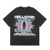 T-shirts Hellstar Designer T Shirts Graphic Tee Clothing Clothes Hipster Washed Fabric Street Graffiti Bokstäver Folie Print Vintage Black Löst passande US Size S-XL