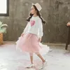 Clothing Sets 2024 Spring Autumn Girls Clothes Teenager Sequin Love Sweater Dress Children Princess Party Costume 4 5 6 7 8 9 10 11 12 Years