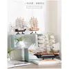 Decorative Figurines TOP COOL HOME Office Company Shop Business Ornament Everything Is Going Smoothly Mascot Wood Sailboat FENG SHUI Art