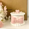 Storage Bottles Creative Bow Ceramic Pearl Jewelry Box Cute Painted Tabletop Trinket Holiday Gift Girl Cosmetics Jar Home Decoration
