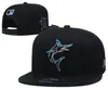 Ny 2020 One Piece Men039S Baseball Hats for Marlins Team broderade brev Logo Baseball Caps Märken Flat Sport Justerbar HA3882715