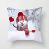 Pillow Linen Cartoon Snowman Kids Cover 45X45 Christmas Theme Square Velvet Case Home Decoration Bed Living Room J1920