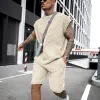 Shorts sommarmän sätter sport fritid daglig lös trend kort hylsa skjorta kostym streetwear män shorts set ropa para hombre