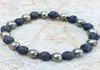 MG0369 New Design MenEnergy Bracelet Natural Pyrite Lava Stone Beaded Bracelet Powerful Encourages Clarity Jewelry9115570