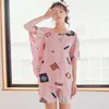 Roupas em casa Blusa da manga de morcego Kawaii Pijamas de desenho animado solto com shorts roupas femininas de algodão para Lady Sleepwear Duas peças