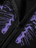 Mens Hoodies Stitch Purple Spider Print Y2K Women Zip Up Long Sleeve Overdimased Black Hoodie 2023 New Gothic Punk Fashion Casual Sweatshirts 240412