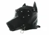 Maskerade kostuum dog puppy hoofdmasker met kraag vol gezicht kapfeest cosplay mond gag choker rits set9036496