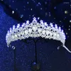 Clipes de cabelo Crystal Tiaras for Women Blue Led Light Crown Captrinhed Acessórios