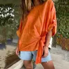 Kadın Bluzları Moda Mürettebat Boyun Knot Kravat Kayışları Gömlek 2024 Sıradan Ayarlanabilir Uzun Kollu Katı Krallık Üstleri Kadınlar Zarif Gevşek Gömlek
