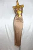 Повседневные платья Feicheng Женская одежда мода Элегантная слабая подсадка Сексуальное атласное приморское приморское приморское праздничное платье для сундука 140