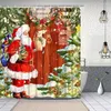 Shower Curtains Christmas Cute Santa Claus Carries His Presents Funny Curtain Sets With Rugs