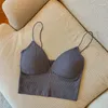 Camisoles Tanks Mulheres Mulheres sem costura Top de roupas íntimas fios de arame de fios em forma V TILAS finas de lingerie de lingerie sólida listrada