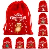 Christmas Decorations Candy Bag Holiday Gift Bags Drawstring Festive Santa Claus Snowman Reindeer Designs For Chocolate