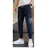 Spring New Jeans, bordado da marca masculina, líquido Red Slim Fit, Small Feet, 9/4 Work Pants 1001b81p58