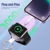 Nyckelringar 3000mAh Solar Power Bank Fast Charging Typec/för iPhone Wireless Charger för Apple Watch Portable Extern Power Bank Keychain