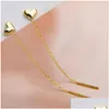 Dangle Chandelier Long Tassel Heart Drop Earrings Gold Sier Color Hanging Women Fashion Party Jewelry Girls 선물 배달 DHEXD