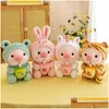 Dolls de pelúcia P 25cm Kawaii Bubble Tea Pig Toy Backed Animal Bunny Frog Tiger Pillow Cup Milk Boba Pie Doll Birthday Gift 231206 Drop D OTL05