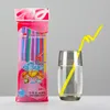 Disposable Cups Straws 100Pcs Fluorescent Plastic Bendable Art Drinking Beverage Wedding Decor Mixed Colors Party Supplies