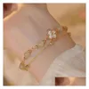 Kette 2024 Neues Mode einzigartiges Design elegant exquisite Doppelschichtblume 14K Gelbgold Armband Frauen Schmuckparty Premium Geschenk DHWHA