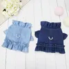 Hondenkleding huisdier kleding borst en rug geen tractie touwband vest teddy cat denim