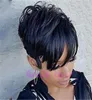 Pixie Cut Half Hairstyles Machine complète Fabriqué aucune perruque avant en dentelle Brésilienne Vierge droite des cheveux humains pour femmes noires 3003181