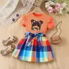 Clothing Sets Summer Kids Clothes Girls Casual Cute Cartoon Girl Print Short Sleeve T-shirt Top Plaid Skirt Children's Fashion