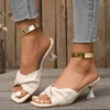 Klädskor Stylish Women's Pleated High Heel Sandals - Fashion Square Toe Pumpar